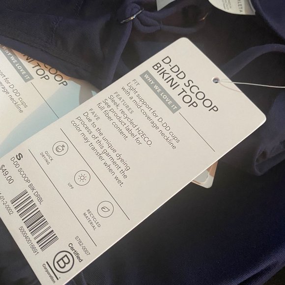 💙 Athleta Scoop Bikini Top D-DD // dress blue #530951 - Picture 4 of 7